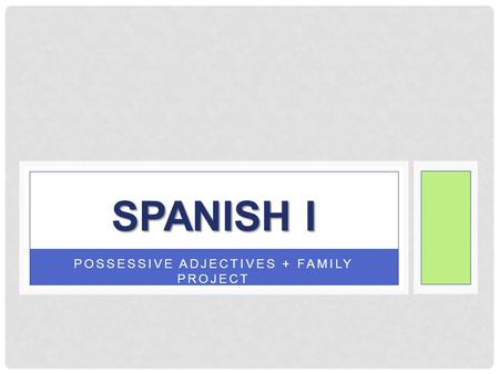 POSSESSIVE ADJECTIVES + FAMILY PROJECT SPANISH I.
