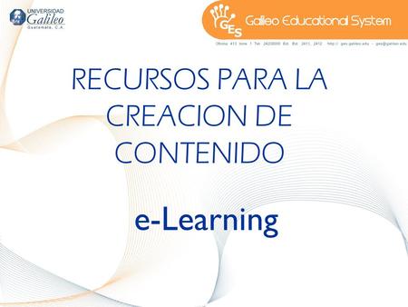 RECURSOS PARA LA CREACION DE CONTENIDO e-Learning.