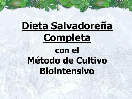 Dieta Salvadoreña Completa con el Método de Cultivo Biointensivo.