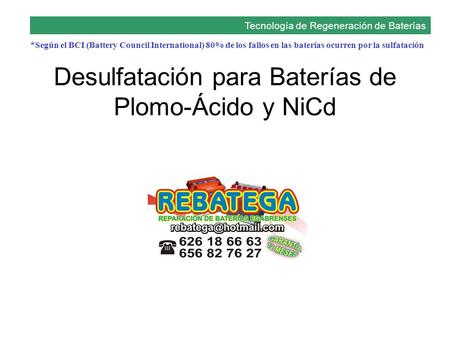 Desulfatación para Baterías de Plomo-Ácido y NiCd