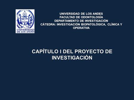 CAPÍTULO I DEL PROYECTO DE INVESTIGACIÓN