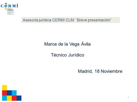 Marce de la Vega Ávila Técnico Jurídico Madrid, 18 Noviembre Asesoría jurídica CERMI CLM: “Breve presentación” 1.