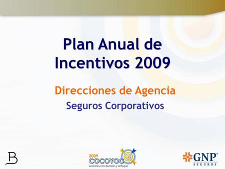 Plan Anual de Incentivos 2009 Direcciones de Agencia Seguros Corporativos.