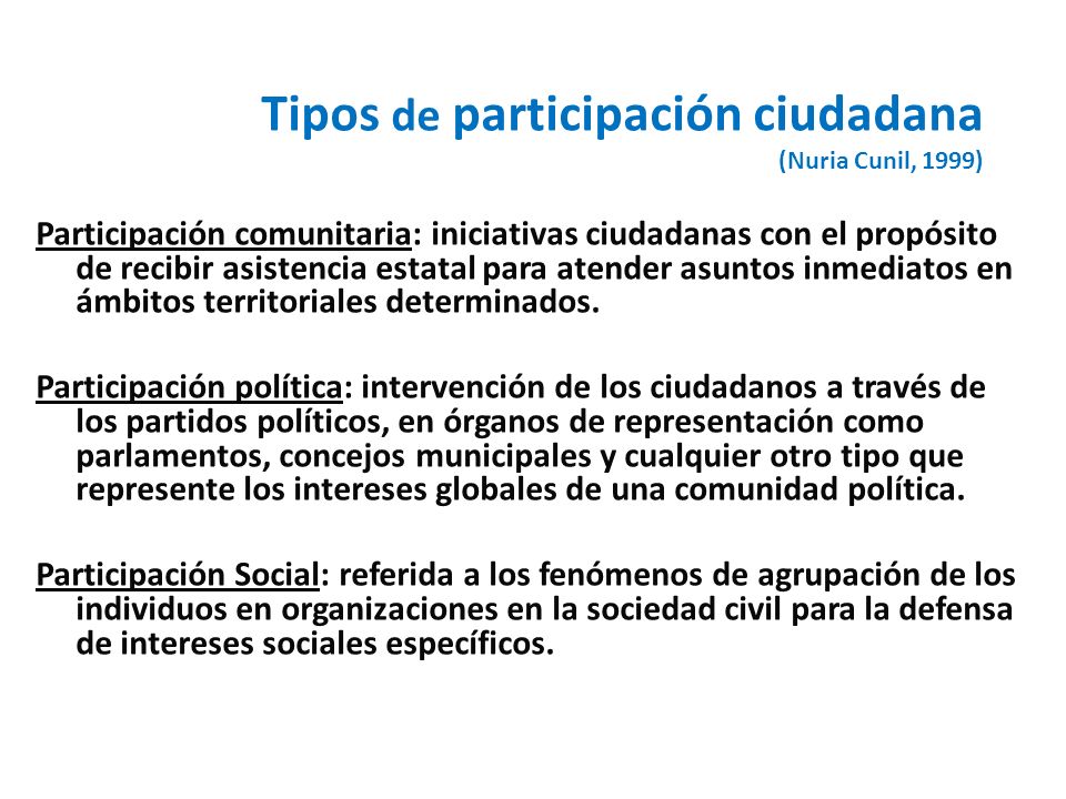 Tipos de participacin