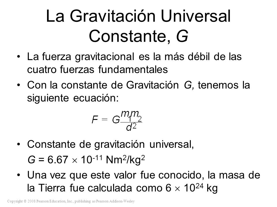 Resultado de imagen de la constante Gravitatoria, G.