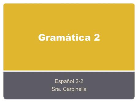 Gramática 2 Español 2-2 Sra. Carpinella. Ir Ir – to go YoNosotros Nosotras TúVosotros Vosotras Él Ella Usted (Ud.) Ellos Ellas Ustedes (Uds.) voy vas.