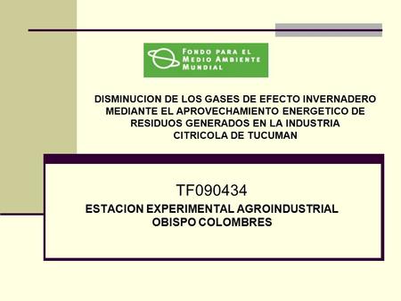 DISMINUCION DE LOS GASES DE EFECTO INVERNADERO MEDIANTE EL APROVECHAMIENTO ENERGETICO DE RESIDUOS GENERADOS EN LA INDUSTRIA CITRICOLA DE TUCUMAN TF090434.