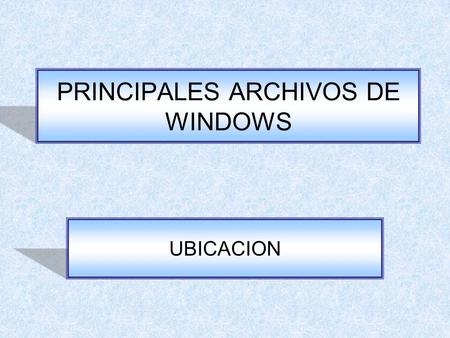 PRINCIPALES ARCHIVOS DE WINDOWS