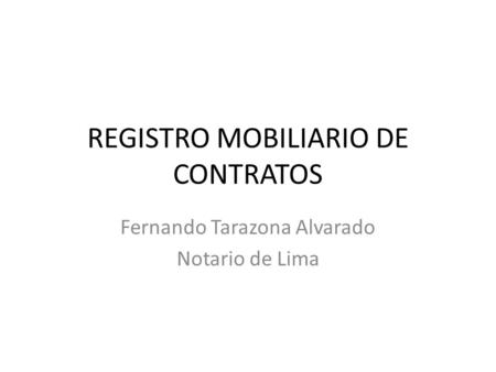 REGISTRO MOBILIARIO DE CONTRATOS