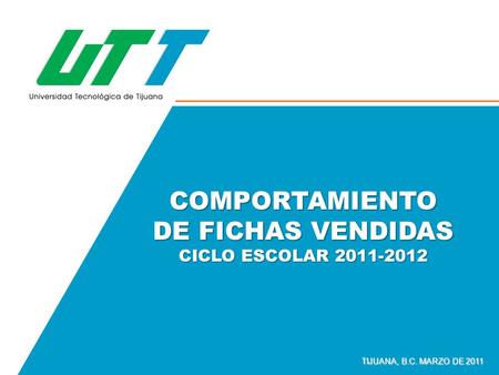 COMPORTAMIENTO DE FICHAS VENDIDAS CICLO ESCOLAR 2011-2012 TIJUANA, B.C. MARZO DE 2011.