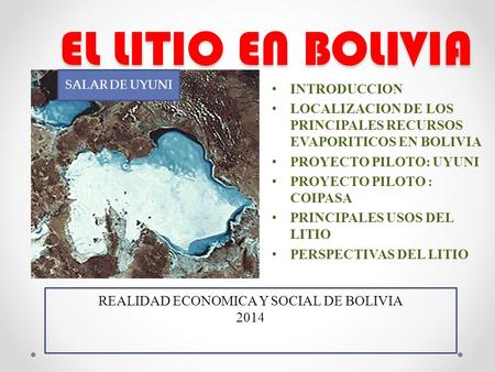 REALIDAD ECONOMICA Y SOCIAL DE BOLIVIA