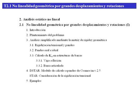 T2.1 No linealidad geométrica por grandes desplazamientos y rotaciones