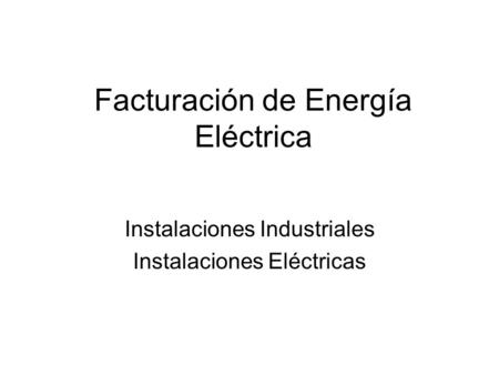 Facturación de Energía Eléctrica