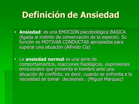 Definición de Ansiedad