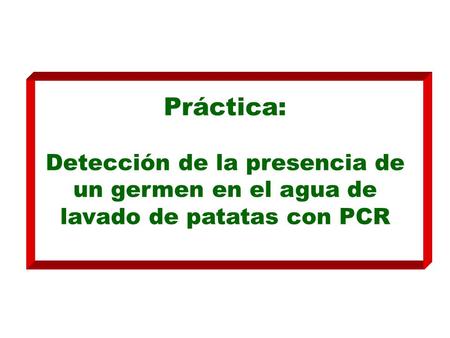 Práctica: Detección de la presencia de un germen en el agua de lavado de patatas con PCR.