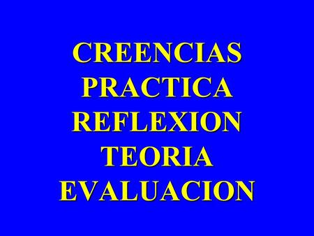 CREENCIAS PRACTICA REFLEXION TEORIA EVALUACION