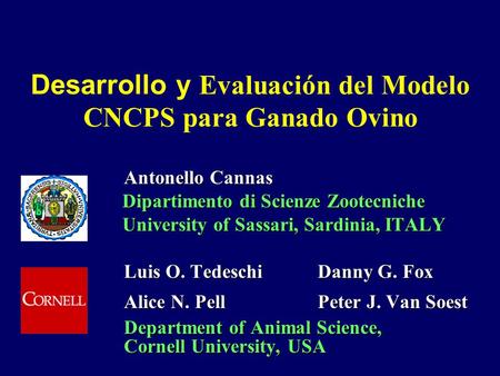 Desarrollo y Evaluación del Modelo CNCPS para Ganado Ovino