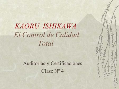 KAORU ISHIKAWA El Control de Calidad Total