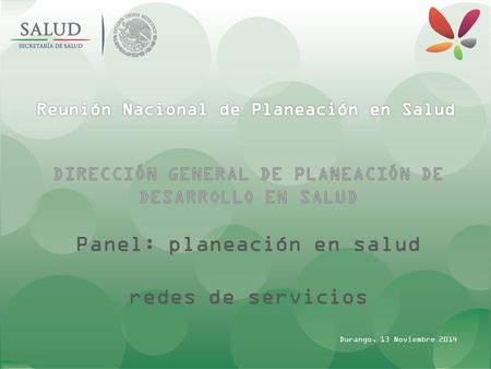 Panel: planeación en salud redes de servicios Durango, 13 Noviembre 2014.