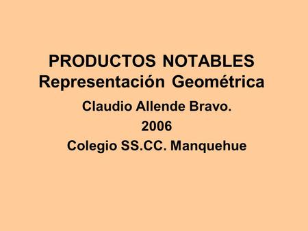 PRODUCTOS NOTABLES Representación Geométrica