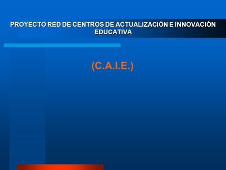 PROYECTO RED DE CENTROS DE ACTUALIZACIÓN E INNOVACIÓN EDUCATIVA (C.A.I.E.)