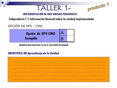 TALLER 1- producto 1 A B Opción de OFV-CMO Escogida