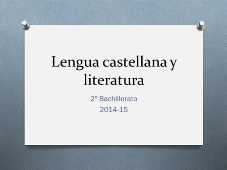 Lengua castellana y literatura