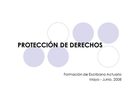 PROTECCIÓN DE DERECHOS Formación de Escribano Actuario Mayo - Junio, 2008.
