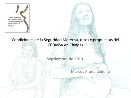 Condiciones de la Seguridad Materna, retos y propuestas del CPDMSV en Chiapas Septiembre de 2013. Marcos Arana Cedeño.