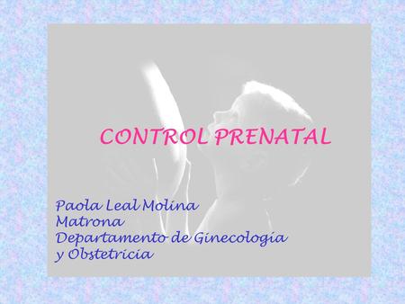 CONTROL PRENATAL Paola Leal Molina Matrona