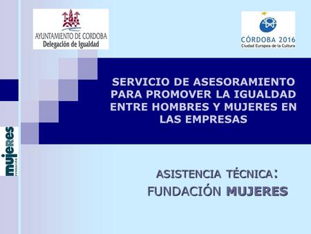 SERVICIO DE ASESORAMIENTO PARA PROMOVER LA IGUALDAD ENTRE HOMBRES Y MUJERES EN LAS EMPRESAS ASISTENCIA TÉCNICA : FUNDACIÓN MUJERES.