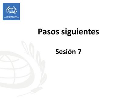 Pasos siguientes Sesión 7. Objetivos de la sesión -Identificar los puntos de entrada y las medidas prácticas para aplicar EBDH-GBR al proyecto de MANUD.