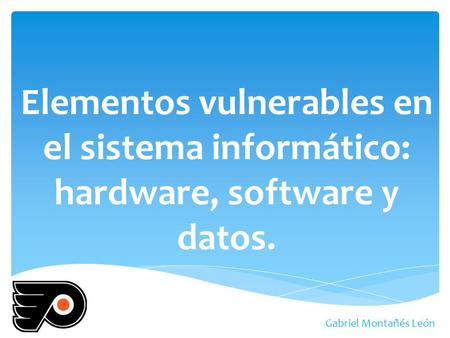 Elementos vulnerables en el sistema informático: hardware, software y datos. Gabriel Montañés León.