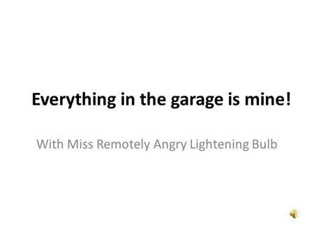 Everything in the garage is mine! With Miss Remotely Angry Lightening Bulb.