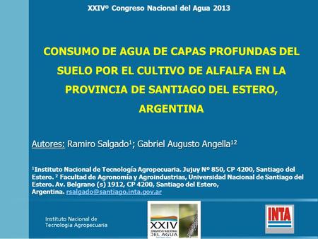 XXIVº Congreso Nacional del Agua 2013