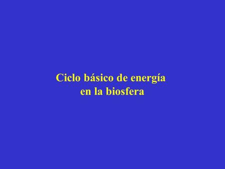 Ciclo básico de energía en la biosfera. Fotosíntesis y Respiración Los Elementos y Moléculas de la Vida Losada, Vargas, Florencio y De la Rosa (1998-9)