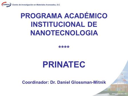 PROGRAMA ACADÉMICO INSTITUCIONAL DE NANOTECNOLOGIA