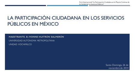 La participación ciudadana en los servicios públicos en México