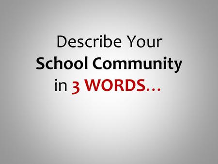 Describe Your School Community in 3 WORDS…. Describe Your School Community from the Perspective of a Student with Intellectual Disabilities…