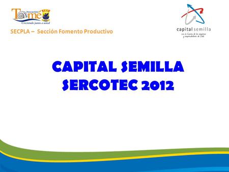 CAPITAL SEMILLA SERCOTEC 2012 SECPLA – Sección Fomento Productivo.