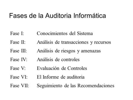Fases de la Auditoria Informática