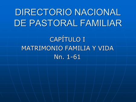 DIRECTORIO NACIONAL DE PASTORAL FAMILIAR