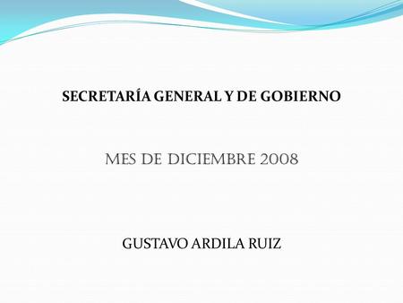 SECRETARÍA GENERAL Y DE GOBIERNO MES DE DICIEMBRE 2008 GUSTAVO ARDILA RUIZ.