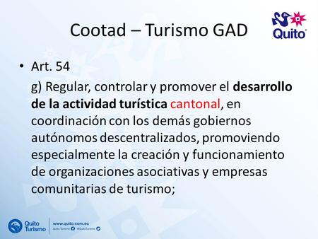 Cootad – Turismo GAD Art. 54