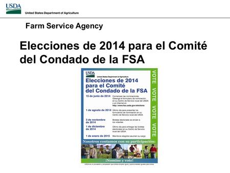 Elecciones de 2014 para el Comité del Condado de la FSA Farm Service Agency.