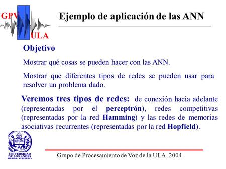 Ejemplo de aplicación de las ANN