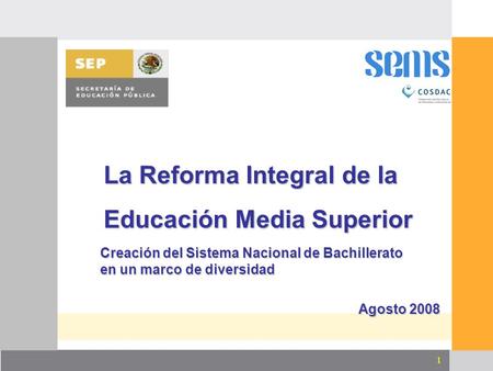 La Reforma Integral de la Educación Media Superior