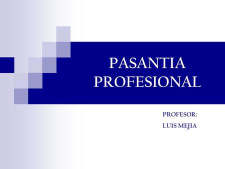 PASANTIA PROFESIONAL PROFESOR: LUIS MEJIA.