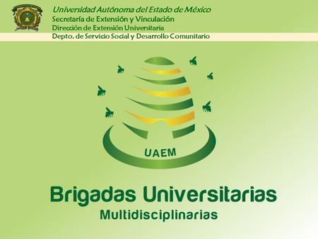 Universidad Autónoma del Estado de México Secretaría de Extensión y Vinculación Dirección de Extensión Universitaria Depto. de Servicio Social y Desarrollo.