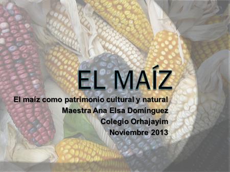 EL MAÍZ El maíz como patrimonio cultural y natural